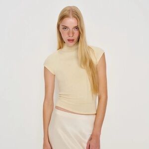 Reformation Cream Cap Sleeve Crop Top